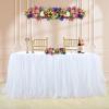 imageHB HBB MAGIC Pink Tulle Tutu Table Skirt for Birthday Party Baby Shower Girls Wedding Gender Reveal Pink Table Skirts for Rectangle Tables 6FTWhite Handmade