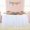 imageHB HBB MAGIC Pink Tulle Tutu Table Skirt for Birthday Party Baby Shower Girls Wedding Gender Reveal Pink Table Skirts for Rectangle Tables 6FTWhite Handmade