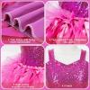 imageHB HBB MAGIC Tutu Sparkly Sequin Dress Girls Toddler Prom Birthday Party Formal Fancy Pink DressesHot Pink