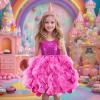 imageHB HBB MAGIC Tutu Sparkly Sequin Dress Girls Toddler Prom Birthday Party Formal Fancy Pink DressesHot Pink