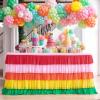 imageRainbow Table Skirt Colorful Tutu Tablecloth for 6ft Rectangle Table Birthday Uincorn Indian Party Christmas DecorationColorful