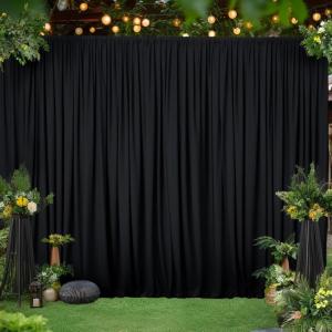image20x10ft Black Backdrop Curtains Wedding Backdrop Black Curtains Birthday Parties Baby Shower Bridal Shower Backdrop for Photoshoot
