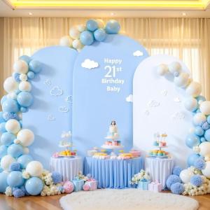 imageArch Backdrop Cover Set of 3 Pink Arch Covers Stretchy Backdrop 6FT 66FT 72FT Wedding Arch Cover Bridal Baby Shower Birthday Photo Backdrop Party Arch Stand Covers Gradient PinkWhite  Blue  3 Pack