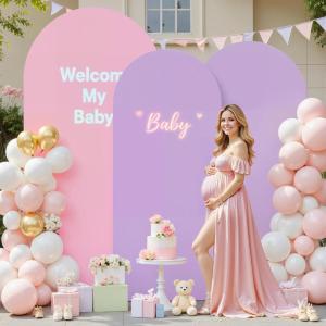 imageArch Backdrop Cover Set of 3 Pink Arch Covers Stretchy Backdrop 6FT 66FT 72FT Wedding Arch Cover Bridal Baby Shower Birthday Photo Backdrop Party Arch Stand Covers Gradient PinkPink  Purple  3 Pack