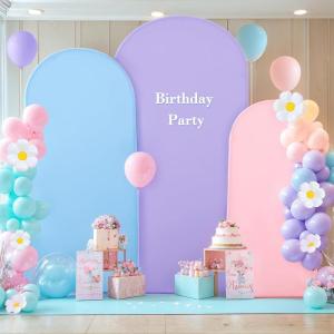 imageArch Backdrop Cover Set of 3 Pink Arch Covers Stretchy Backdrop 6FT 66FT 72FT Wedding Arch Cover Bridal Baby Shower Birthday Photo Backdrop Party Arch Stand Covers Gradient PinkPink  Blue  Purple  3 Pack