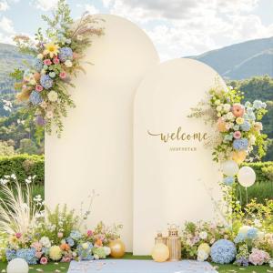 imageBlack Red Arch Backdrop Cover Set of 2 Spandex Arch Covers 72 and 6ft Wedding Arch Stand Cover Bridal Baby Shower Photo Stretchy Backdrop Arch Cover Birthday Party Arch CoversBeige  2 Pack