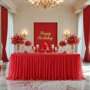 imageHB HBB MAGIC Black Table Cloths 6 Foot Rectangle Tulle Table Skirt Rectangle Tables 6ft Fitted Spandex Table Covers Stretch Elastic Banquet Party Baby Shower Wedding Table ClothsRed