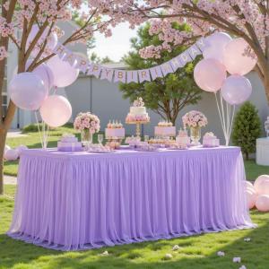 imageHB HBB MAGIC Black Table Cloths 6 Foot Rectangle Tulle Table Skirt Rectangle Tables 6ft Fitted Spandex Table Covers Stretch Elastic Banquet Party Baby Shower Wedding Table ClothsPurple