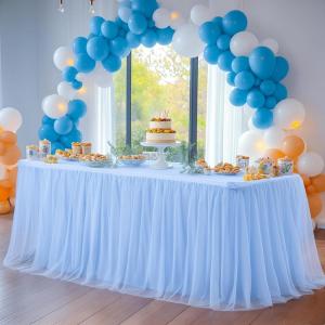 imageHB HBB MAGIC Black Table Cloths 6 Foot Rectangle Tulle Table Skirt Rectangle Tables 6ft Fitted Spandex Table Covers Stretch Elastic Banquet Party Baby Shower Wedding Table ClothsBaby Blue