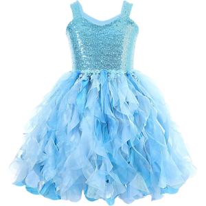 imageHB HBB MAGIC Tutu Sparkly Sequin Dress Girls Toddler Prom Birthday Party Formal Fancy Pink DressesOcean Blue