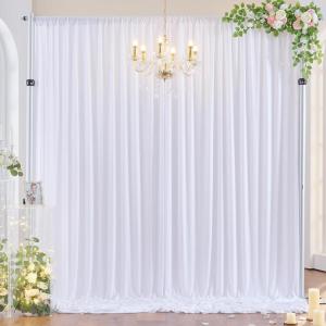 imageWhite Backdrop Curtains 10x10FT Backdrop Curtain Drapes for Birthday Parties Wedding Backdrop Curtains Baby Shower Backdrop 2 Panels 5x10ft
