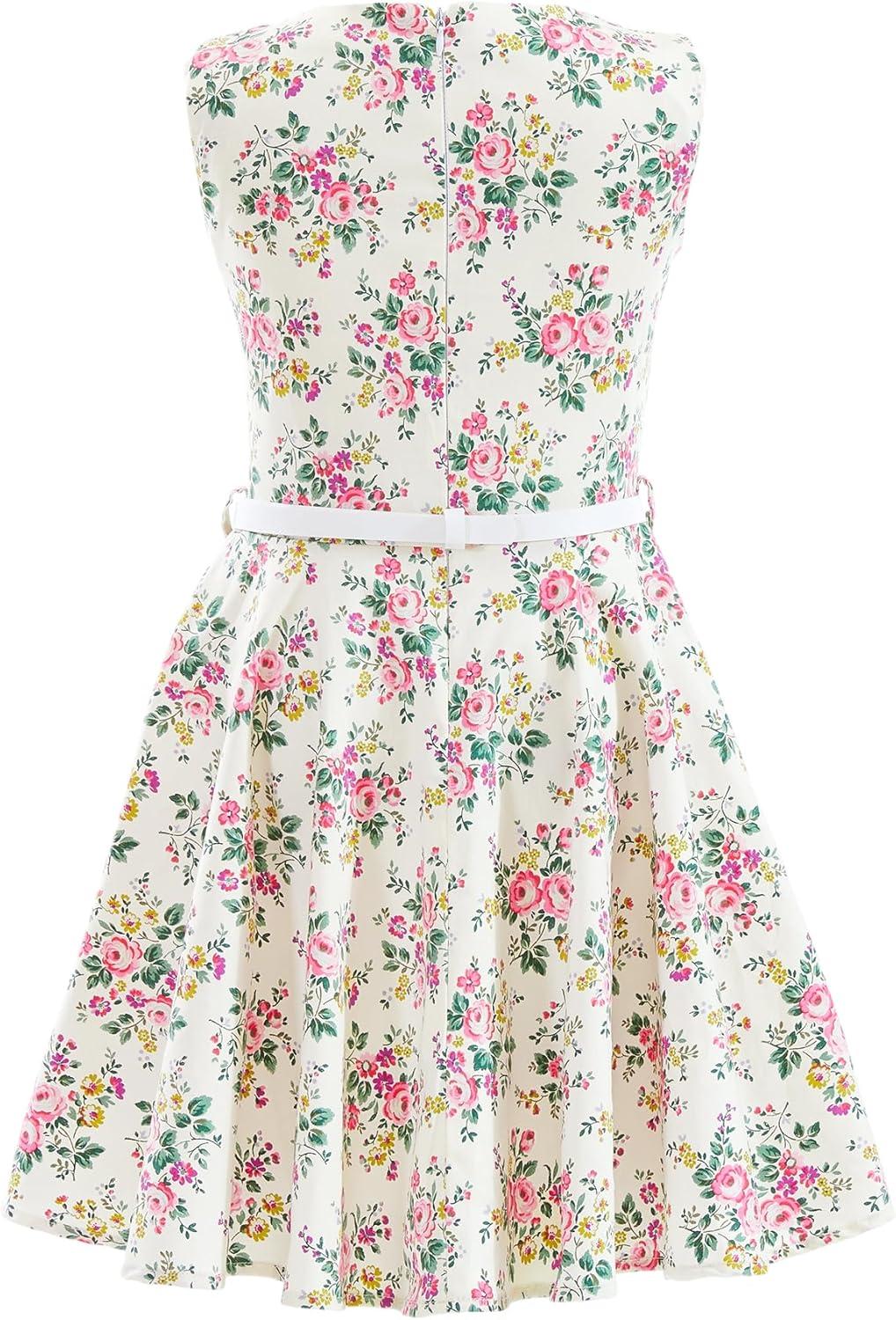 imageHB HBB MAGIC Girls Vintage Dress 50s Retro Twirling Special Occasion Dresses Size 614 Sleeveless Kids DressWhitepink Floral