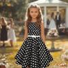 imageHB HBB MAGIC Girls Vintage Dress 50s Retro Twirling Special Occasion Dresses Size 614 Sleeveless Kids DressBlack Polka Dot