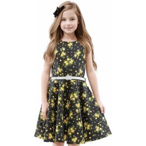 imageHB HBB MAGIC Girls Vintage Dress 50s Retro Twirling Special Occasion Dresses Size 614 Sleeveless Kids DressBlackyellow Floral