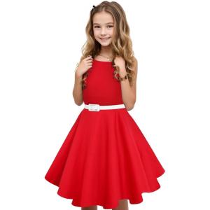 imageHB HBB MAGIC Girls Vintage Dress 50s Retro Twirling Special Occasion Dresses Size 614 Sleeveless Kids DressRed