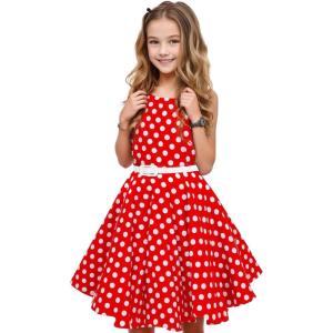 imageHB HBB MAGIC Girls Vintage Dress 50s Retro Twirling Special Occasion Dresses Size 614 Sleeveless Kids DressRed Polka Dot