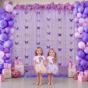 image:imageHB HBB MAGIC Purple Tulle Backdrop Curtains 10x10ft with Butterfly Decorations for Birthday Party Baby Shower Backdrop for Girl Lavender Sheer Wedding Photo Backdrop Curtain Bridal Shower Photoshoot