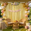 image:image10x10ft Silver Backdrop Curtains Glitter Sequin Photo Backdrop Curtain Fabric Silver Shimmer Drapes Backdrop Bridal Baby Shower Wedding Birthday Party Photography Backdrops Photoshoot 5x10FT 2 PanelsGold