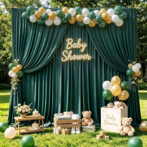 image:image10x12ft Red Backdrop Curtains Photo Backdrop Curtain Fabric Bridal Baby Shower Wedding Birthday Party Photography Drapes Backdrop Photoshoot 5x12FT2 PanelsHunter Green