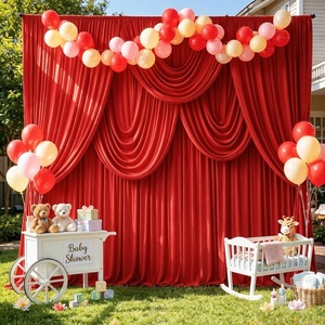 image:image10x12ft Red Backdrop Curtains Photo Backdrop Curtain Fabric Bridal Baby Shower Wedding Birthday Party Photography Drapes Backdrop Photoshoot 5x12FT2 PanelsRed