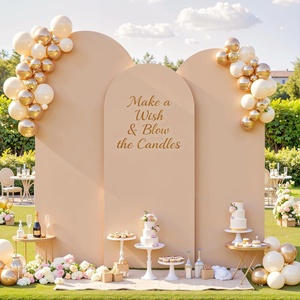 image:imageBeige Arch Backdrop Cover Set of 3 Beige Arch Cover Spandex Wedding Arch Covers Stretchy Backdrop for Bridal Shower Birthday Party Baby Shower Ceremony Event Balloon Arch Stand Covers 4ft 5ft 6ftNude